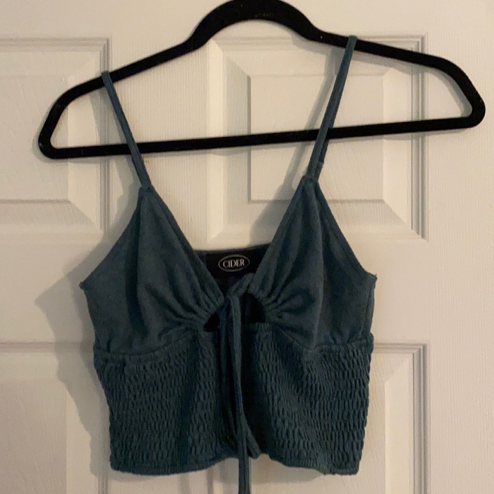 Dark green tie crop top